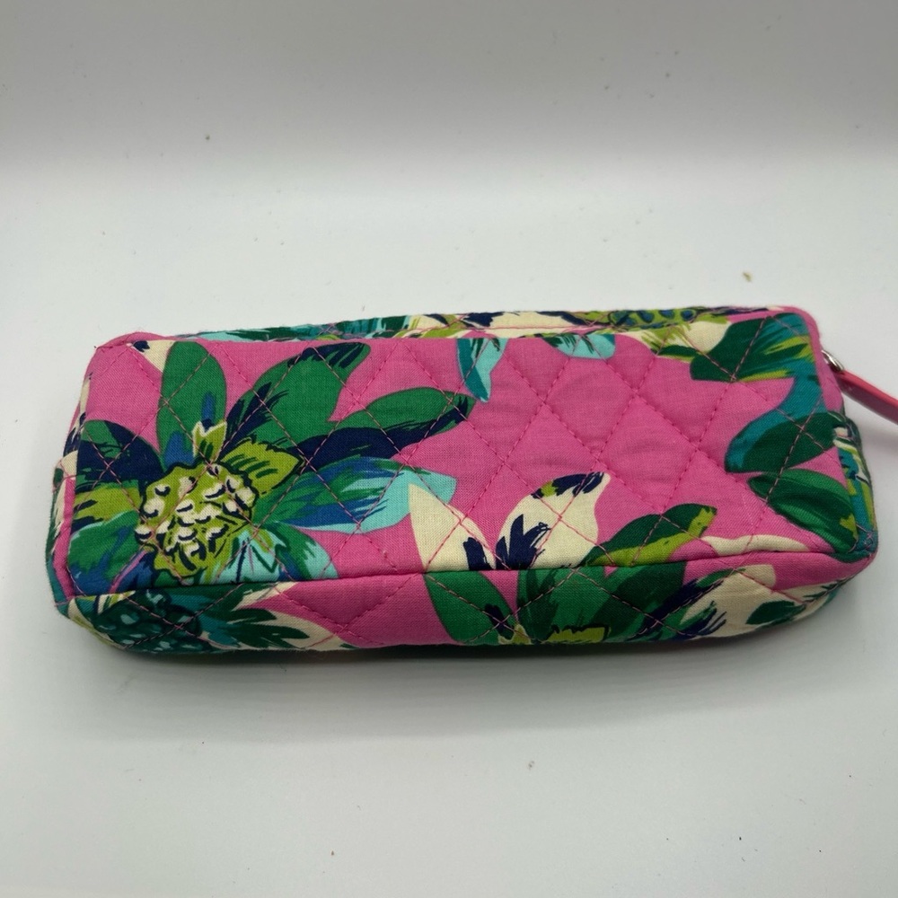 Vera Bradley Pink and Green Floral Quilted Cosmetic Bag